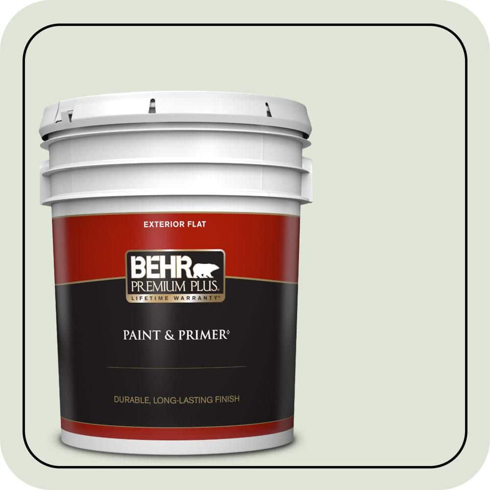 BEHR PREMIUM PLUS 5 gal. #S390-1 Sounds of Nature Flat Exterior Paint & Primer