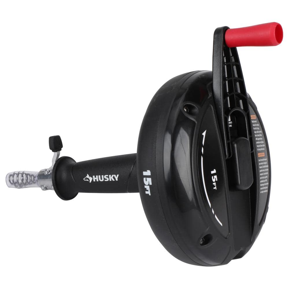 Husky Manual Drain Snake Compact Drum Auger for Sink, Shower and Tub Clogs
