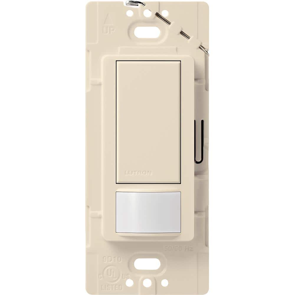 Lutron Maestro Vacancy-Only Sensor Switch, 2 Amp/Single-Pole, No Neutral Required, Light Almond (MS-VPS2H-LA) (1)