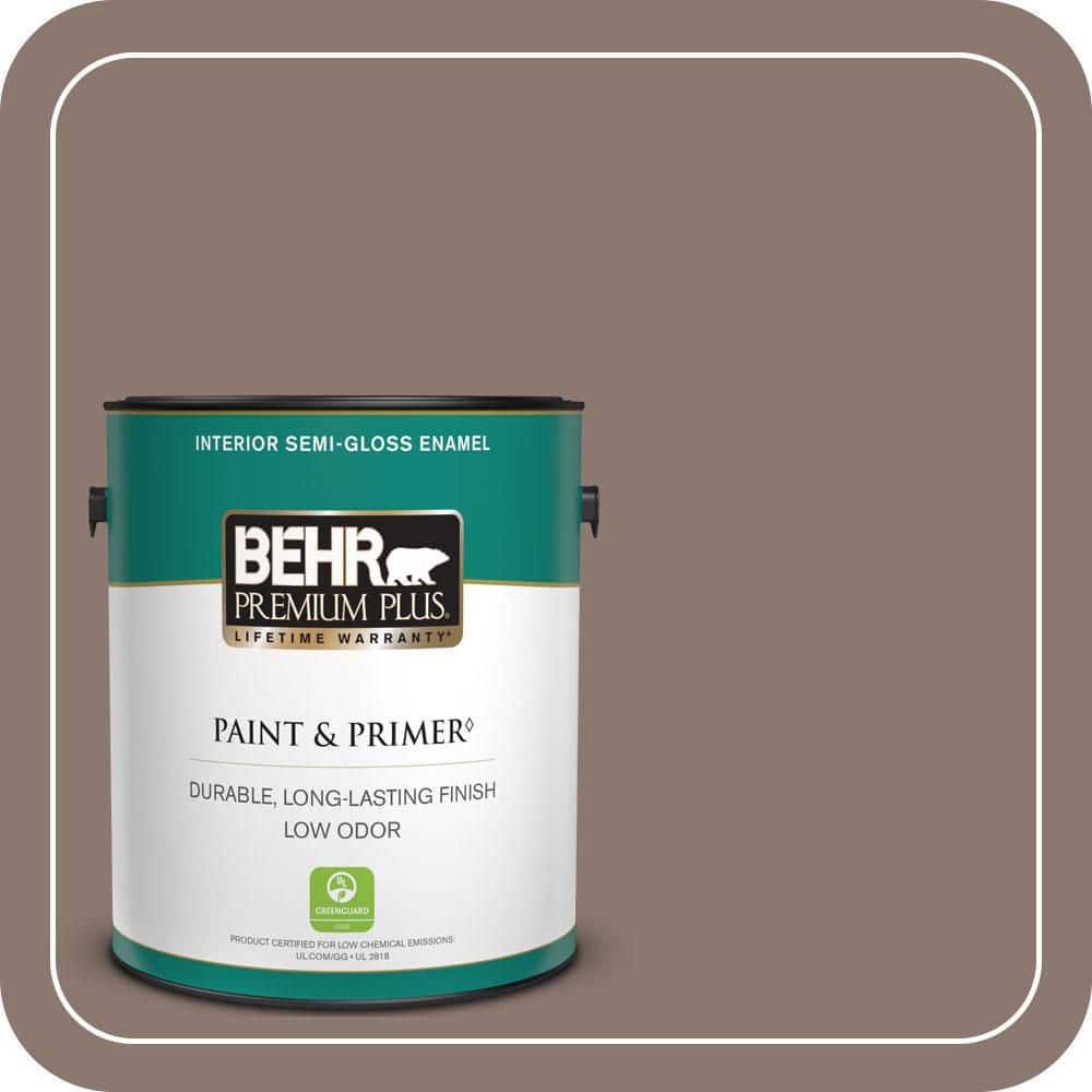 BEHR PREMIUM PLUS 1 gal. #PPF-41 Cedar Plank Semi-Gloss Enamel Low Odor Interior Paint & Primer