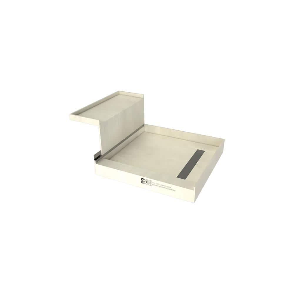 Tile Redi Base'N Bench 60 in. L x 48 in. W Alcove Shower Pan Base and Bench with Right Drain and Tileable Top Drain Grate