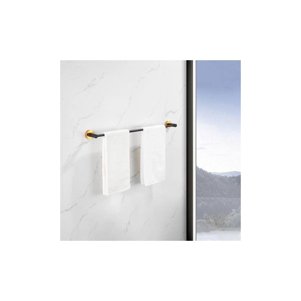 Numhew 3-Piece Bathroom Hardware Set, Wall Mounted Bath Accessory in Black Aluminum with Toilet Paper Holder and Towel Ring (2)