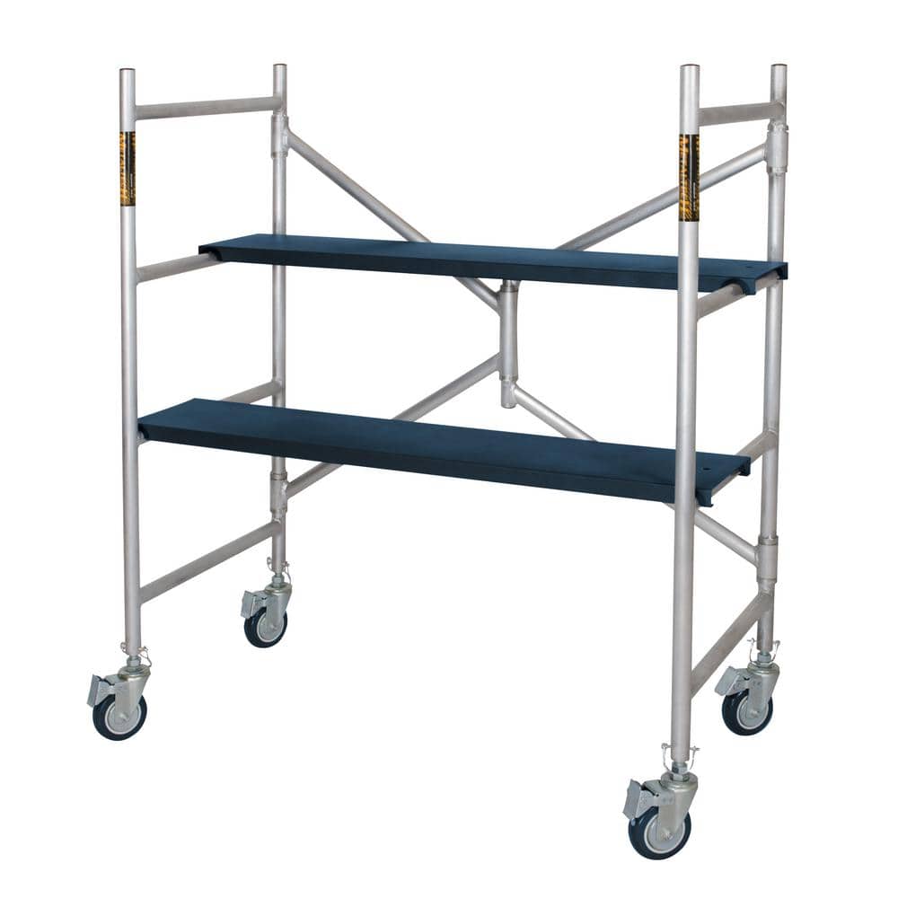 MetalTech Alu Series 4 ft. H x 3.5 ft. L x 1.8 ft. D Aluminum Mini Scaffold Platform with Caster Wheels, 600 lbs. Load Capacity