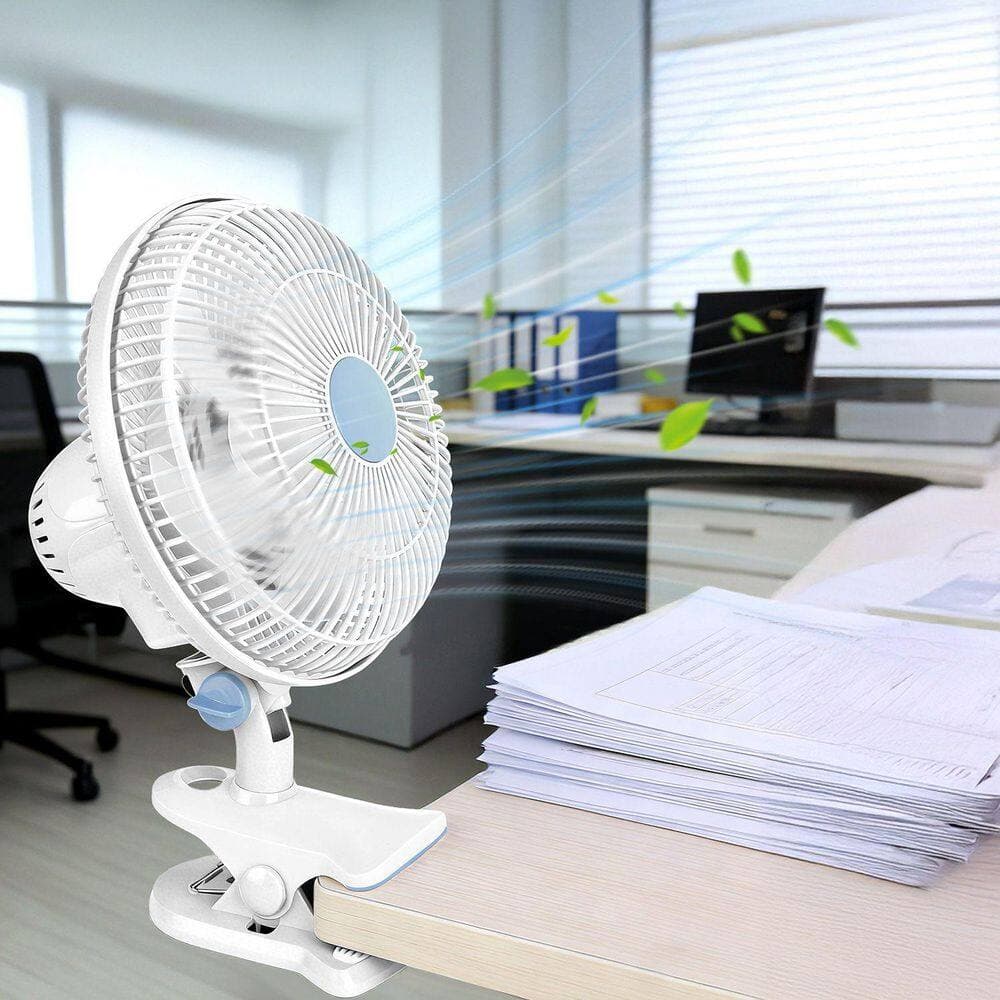 Tahanbath 8.66 in. 90° Oscillating Clip-On Fan, 2-Speed Quiet Personal Fan for Home Office Outdoor in White (3)