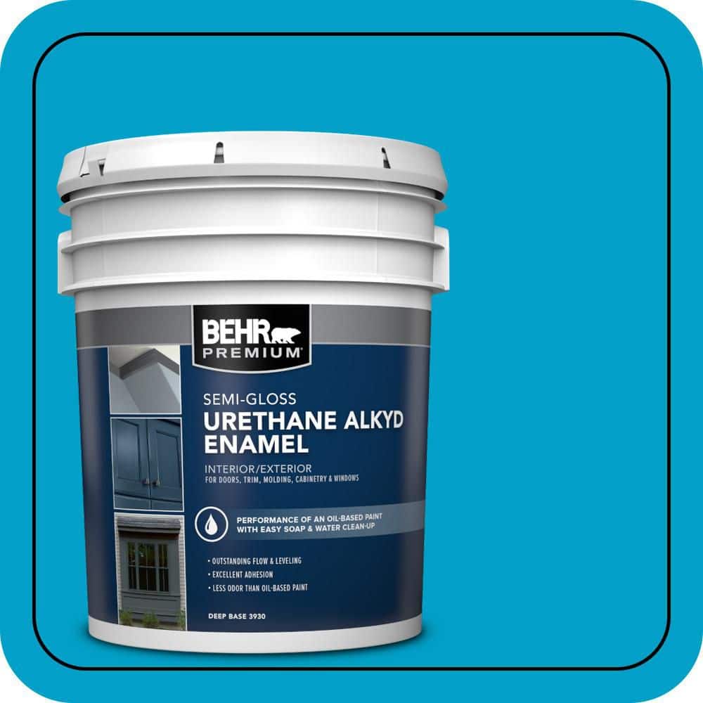 BEHR PREMIUM 5 gal. #P490-5 Yucatan Urethane Alkyd Semi-Gloss Enamel Interior/Exterior Paint