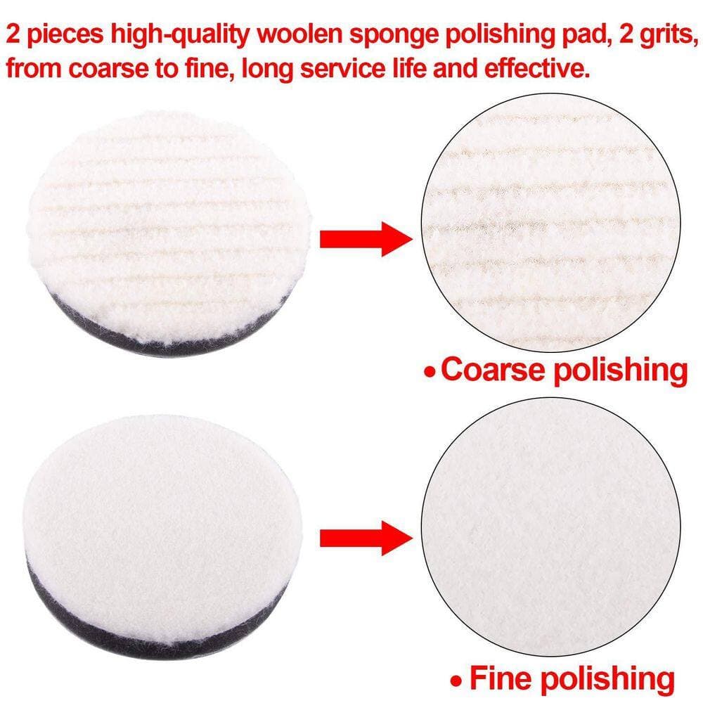 LAIFUCAM 3 Inch Foam Wool Polishing Pad Kit with Hook and Loop Backing for Auto Car Detailing and Drill Attachment (38 Piece) (3)