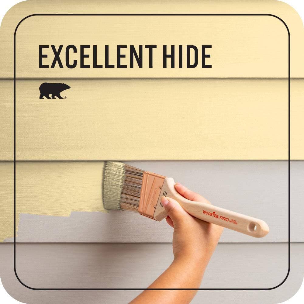 BEHR PREMIUM PLUS 1 gal. #PPH-02 Corn Satin Enamel Exterior Paint & Primer (4)