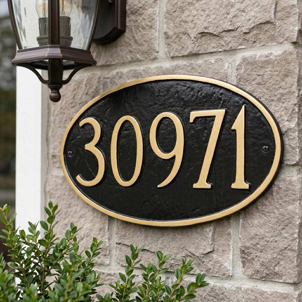 Montague Metal Products Classic Oval Standard Address Sign Plaque - White/Silver (2)