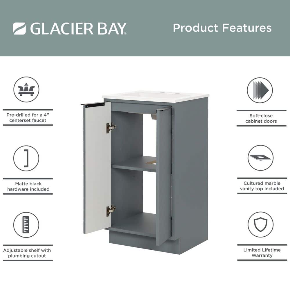 Glacier Bay Lanier 19 in. Single Sink Laguna Freestanding Bath Vanity with White Cultured Marble Top (Assembled) (4)