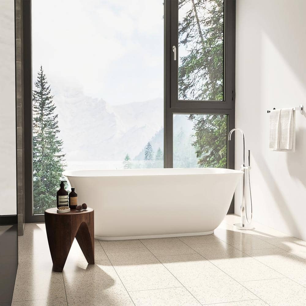 Altair Sarnia 67 in. x 32 in. Soaking Bathtub with Center Drain in White/Polished Chrome (2)