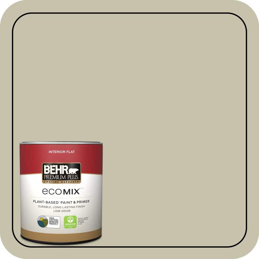 BEHR PREMIUM PLUS 1 qt. #PPU9-19 Organic Field Flat EcoMix Plant-Based Interior Paint & Primer (1)