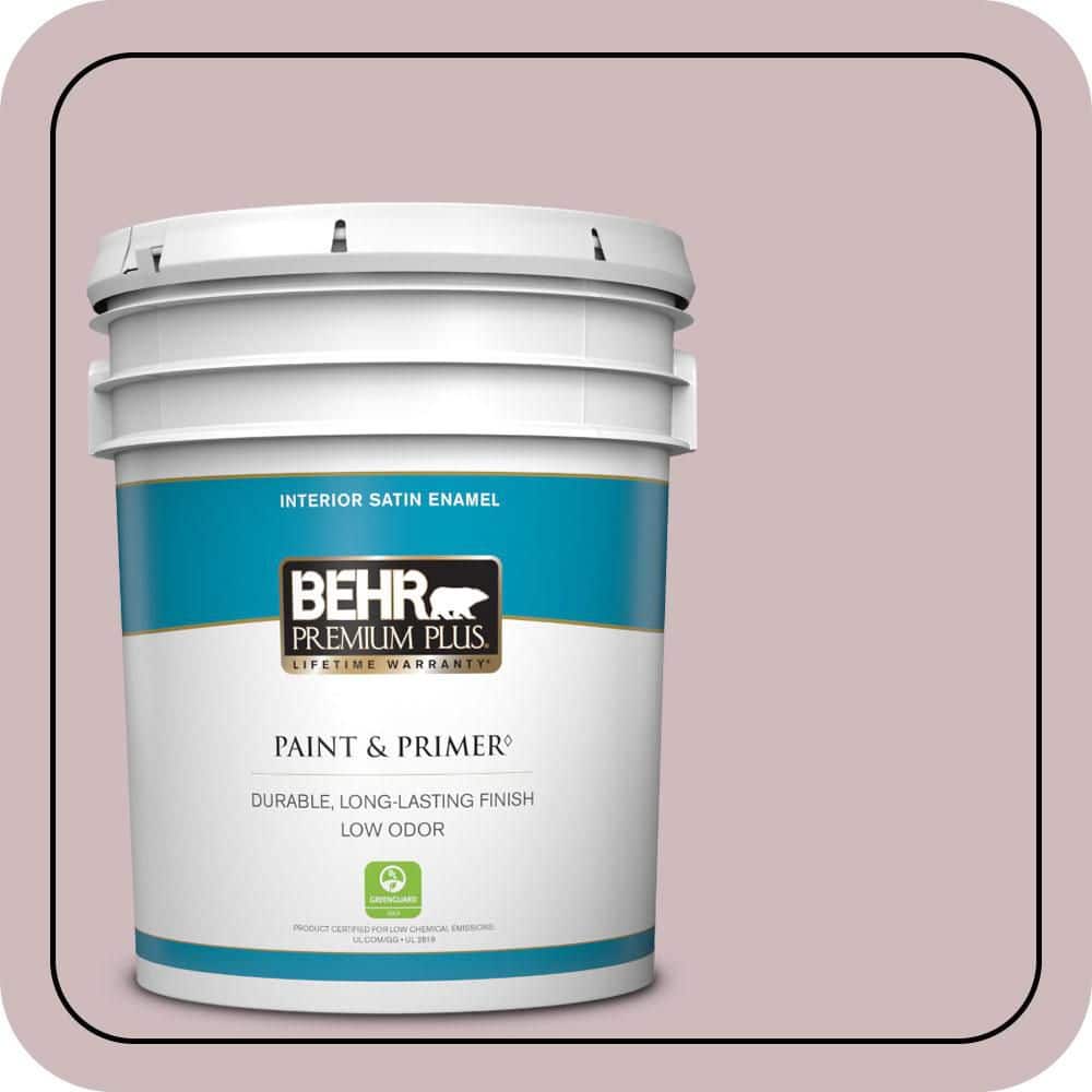 BEHR PREMIUM PLUS 5 gal. #N120-3 Mauve It Satin Enamel Low Odor Interior Paint & Primer
