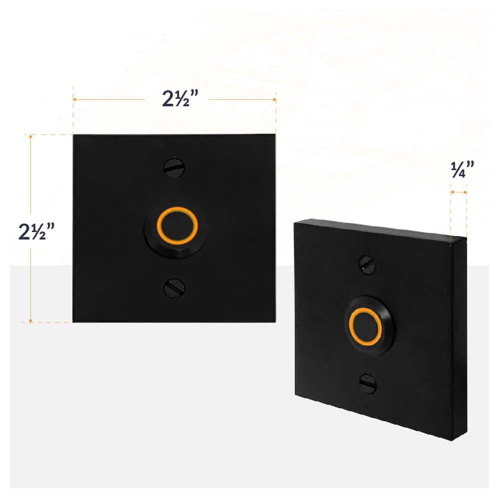 Newhouse Hardware Wired Metal Square Surface Mount Doorbell Chime Push Button with LED Button Light in Black, Door Bell Button Only (3)