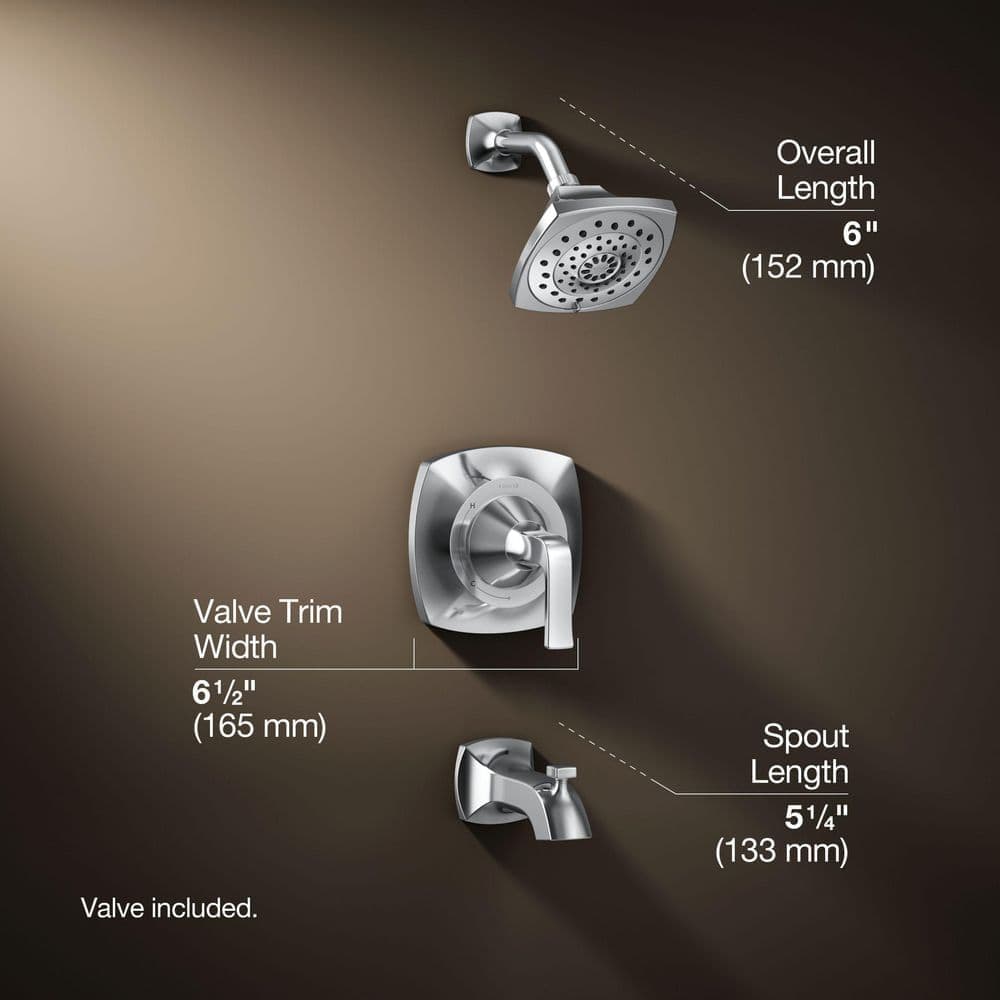KOHLER Rubicon Single-Handle 3-Spray Wall-Mount Tub and Shower Faucet in Polished Chrome (Valve Included) (3)