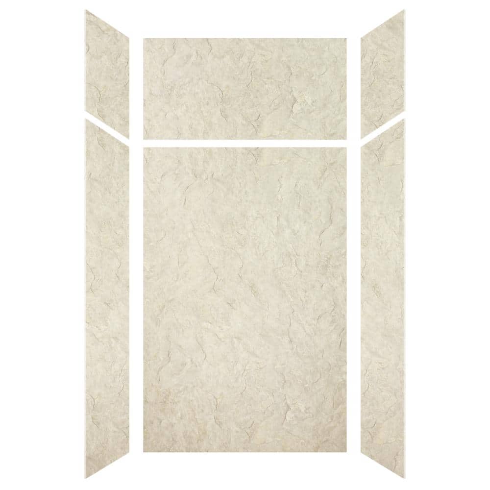 Transolid Expressions 36 in. x 48 in. x 96 in. 4-Piece Easy Up Adhesive Alcove Shower Wall Surround in Sea Fog (2)