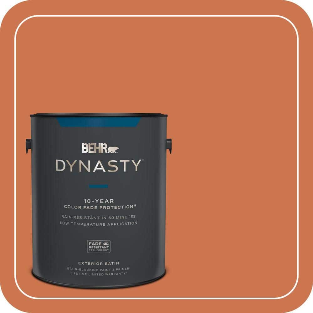 BEHR DYNASTY 1 gal. #PMD-103 Sweet Carrot Satin Enamel Exterior Stain-Blocking Paint & Primer