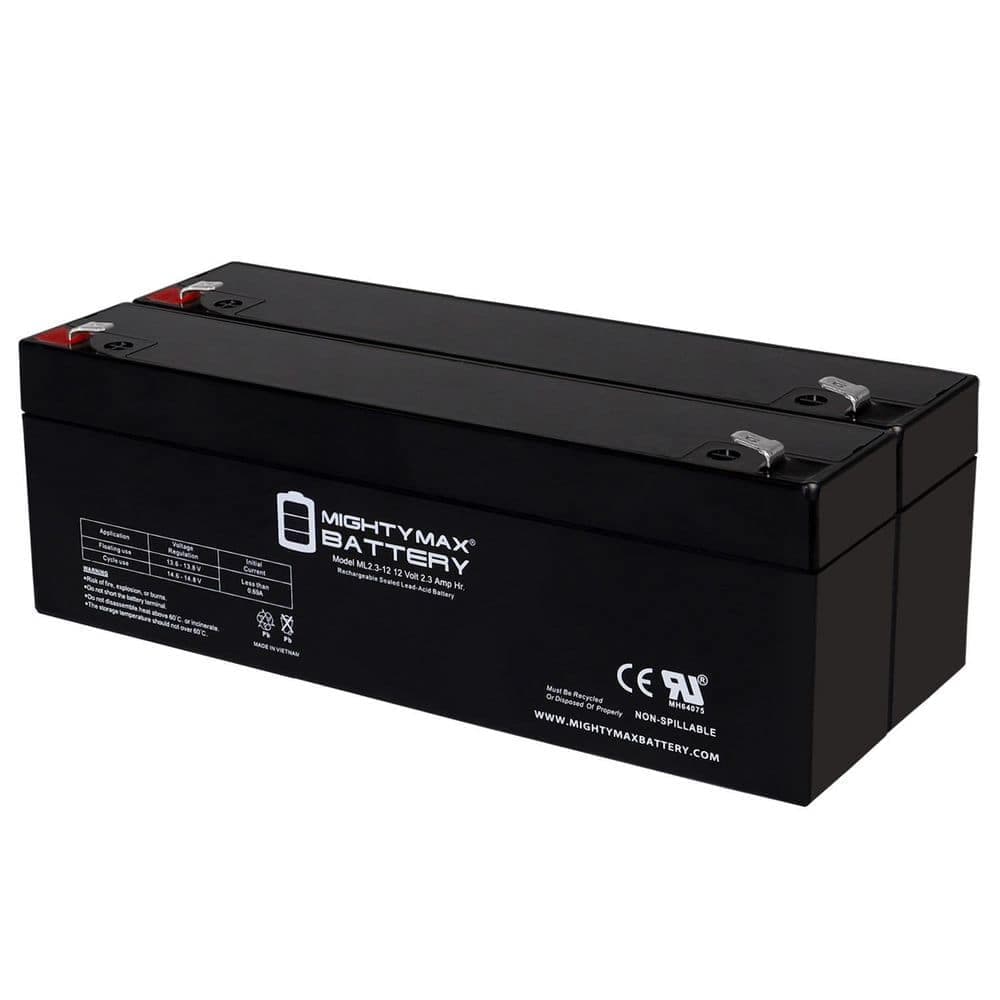 MIGHTY MAX BATTERY 12V 2. 3AH F1 SLA Replacement Battery Compatible with Duracell Dura12-2. 3F-2 Pack