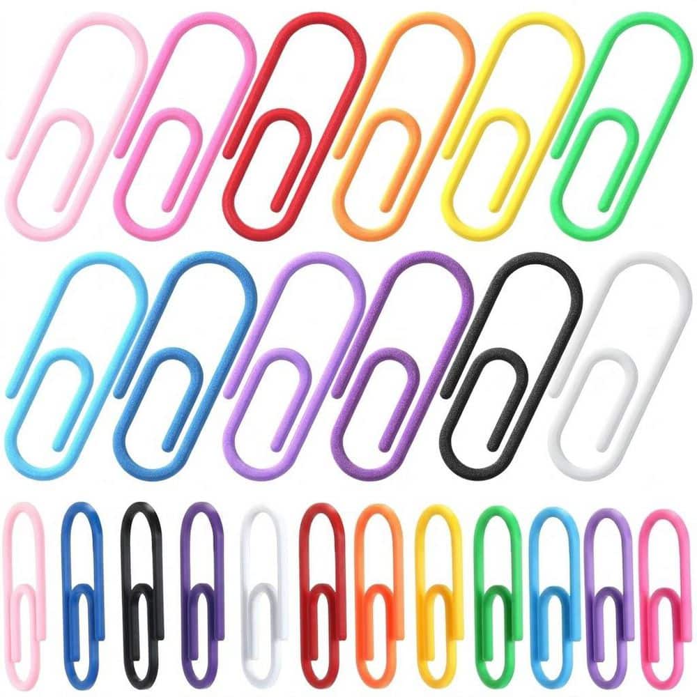 KHKFY Silver 12-Pack Jumbo Paperclip Shaped Rainbow Colorful Plastic Shower Curtain Hooks for Bathroom Rods Clips
