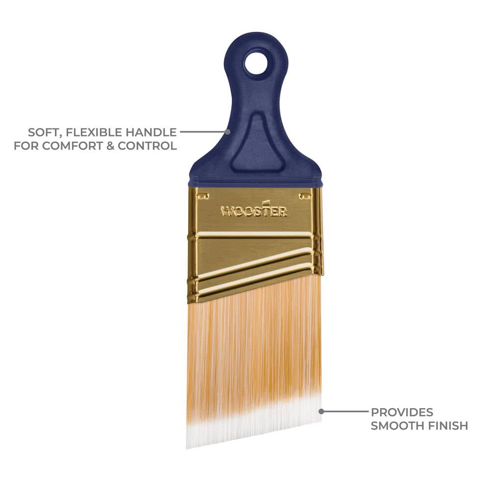 Wooster 2 in. Shortcut Polyester Angled Sash Brush for All Paint Types (3)