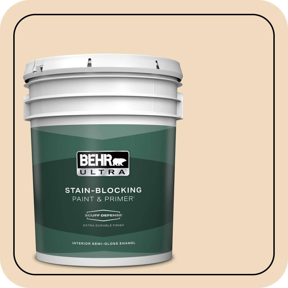 BEHR ULTRA 5 gal. #S270-1 Frosted Toffee Extra Durable Semi-Gloss Enamel Interior Paint & Primer