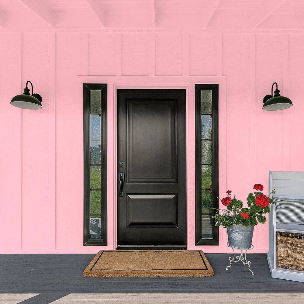 Glidden Premium 1 qt. PPG1184-3 Powder Rose Flat Exterior Latex Paint (4)