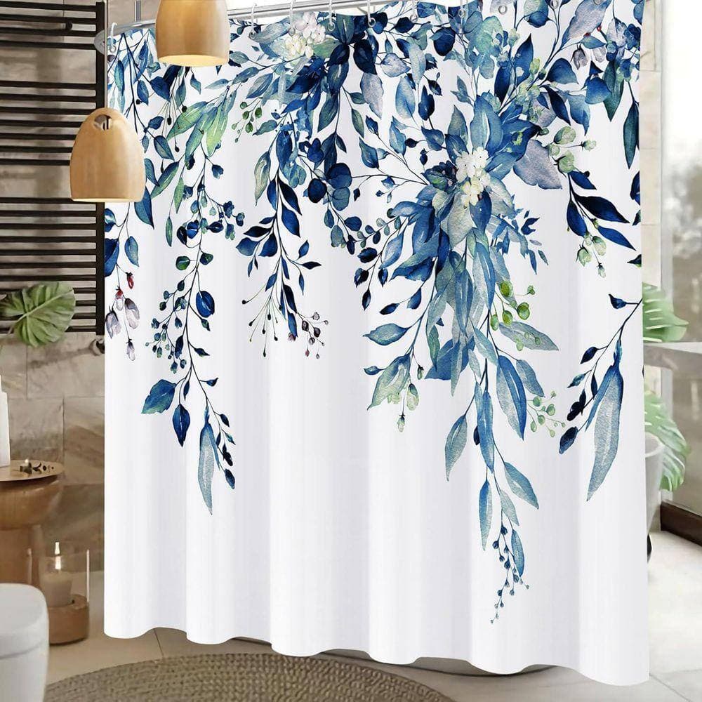 JFVKAF Eucalyptus 72 in. W x 72 in. L Shower Curtain Polyester in Blue (3)