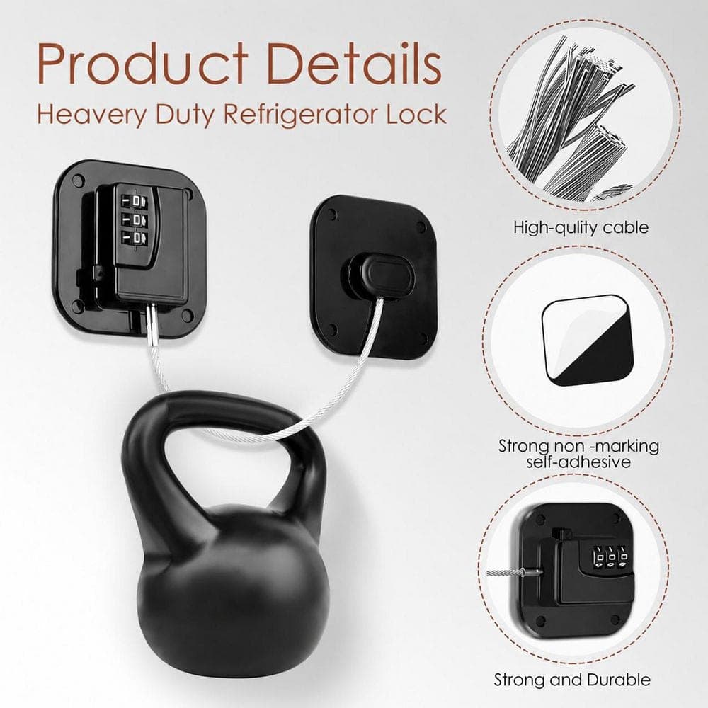 LAIFUCAM Black Combination Magnetic Cabinet Door Latch Fridge Lock Child Babyproof No Drill Easy Install (2-Pack) (3)
