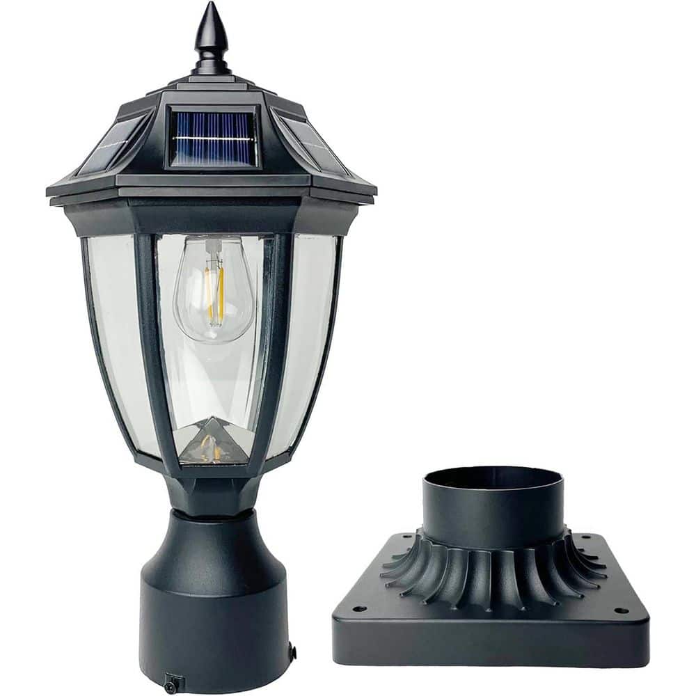 Afoxsos Solar Motion Sensor Post Lamp Light with Pier Mount Base, Waterproof Dusk Till Dawn Lighting for Garden Yard Landscape (2)