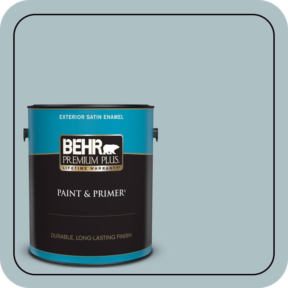 BEHR PREMIUM PLUS 1 gal. #PPU13-14 Ozone Satin Enamel Exterior Paint & Primer