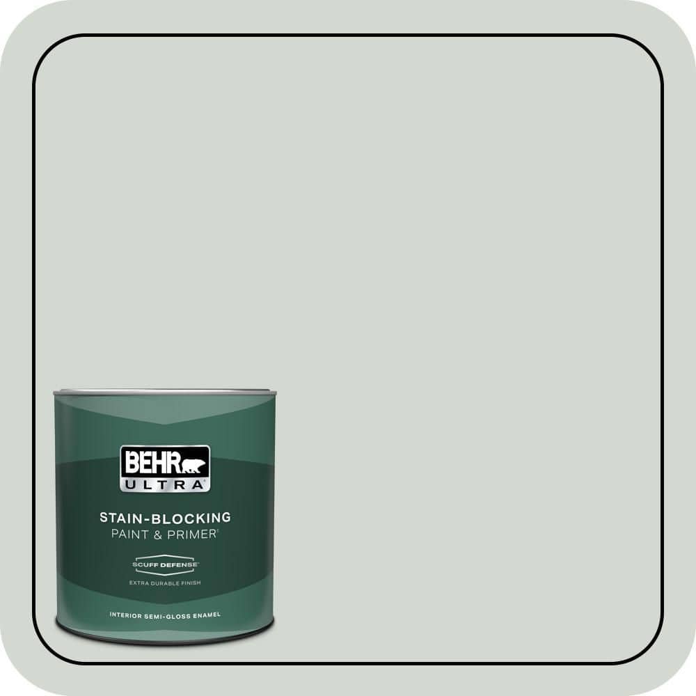 BEHR ULTRA 1 qt. #N410-2 Brook Green Extra Durable Semi-Gloss Enamel Interior Paint & Primer