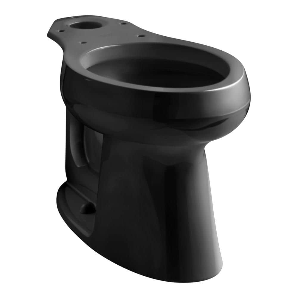 KOHLER Highline 12 in. Rough In Elongated Chair Height Toilet Bowl Only in Black, Seat Not Included (2)