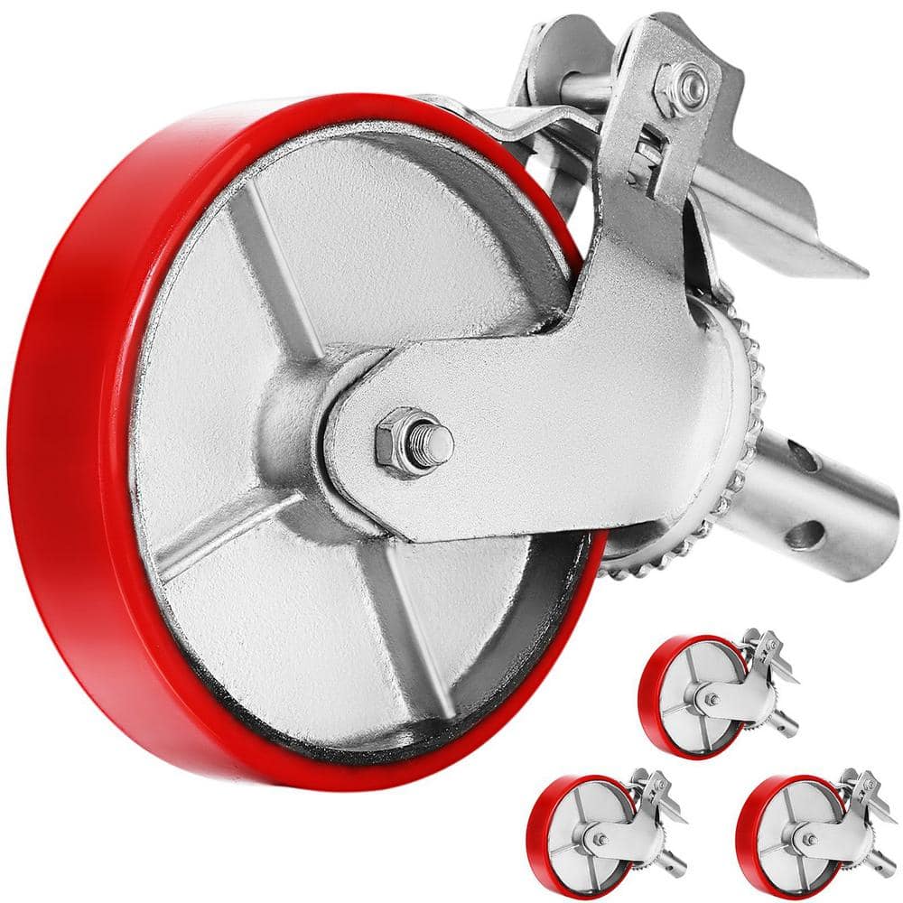 Unbranded 8 in. Heavy-Duty Scaffold Caster Wheel Set with Locking Pedal for Scaffolding, Shelves, 4400 lbs. Per Set, 4-Pack