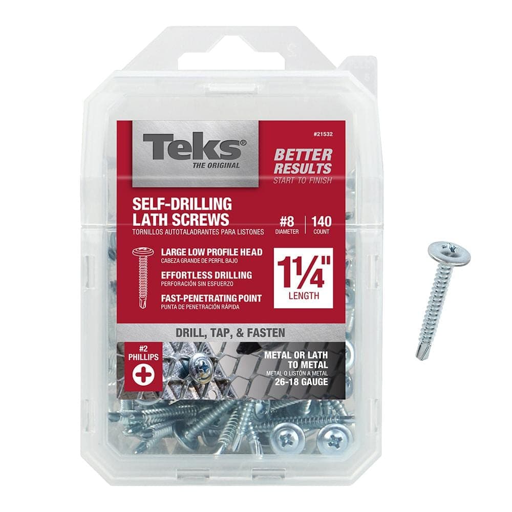 Teks 8 x 1-1/4 in. Phillips Truss Head Drill Point Lath Screws (140-Pack)