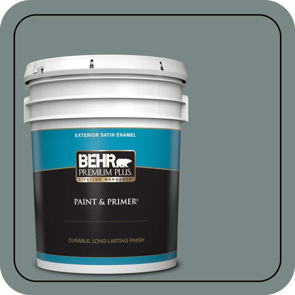 BEHR PREMIUM PLUS 5 gal. #PPU12-16 Juniper Ash Satin Enamel Exterior Paint & Primer