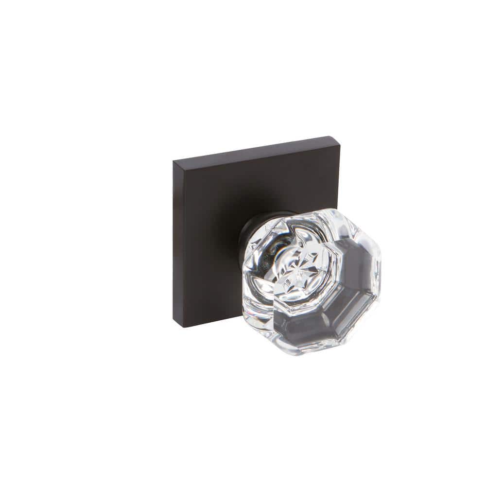 DELANEY HARDWARE Bravura Crystal Knob with Square Rosette in Black (1)