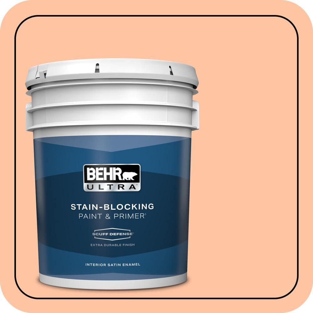 BEHR ULTRA 5 gal. #P200-3 Tomorrows Coral Extra Durable Satin Enamel Interior Paint & Primer