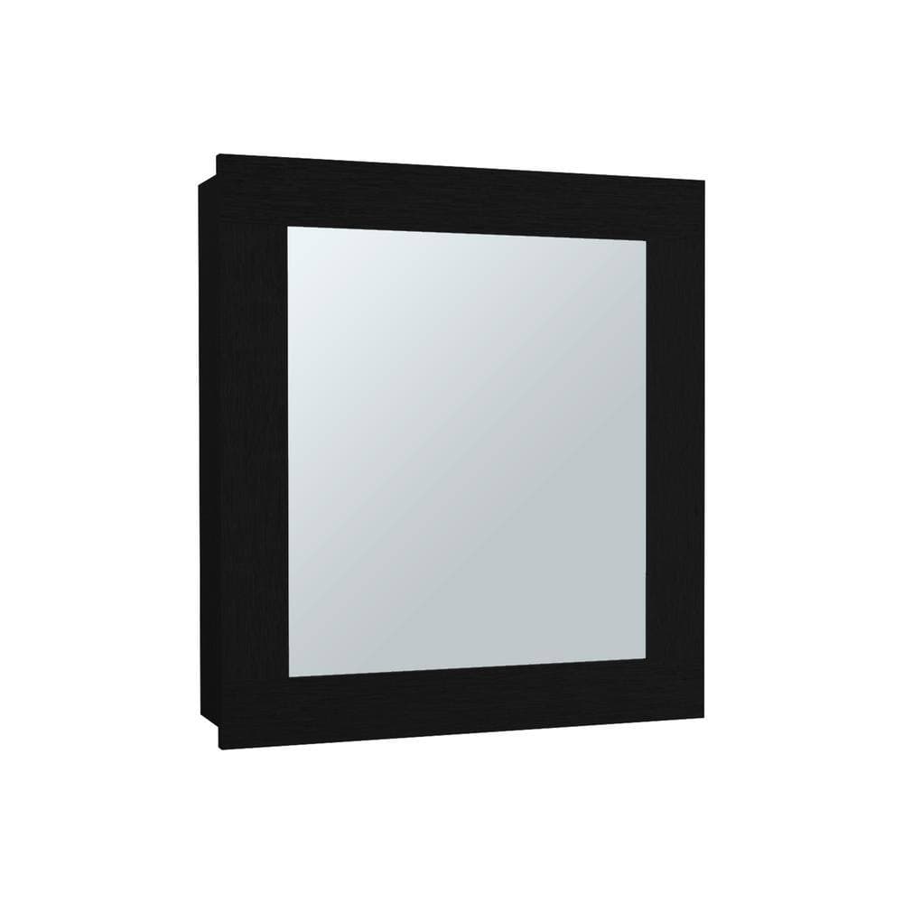 cadeninc 18.6 in. W x 5.7 in. D x 20.5 in. H Black Wall Mount Bathroom Storage Cabinet with Mirror Door and 2 Shelves (3)