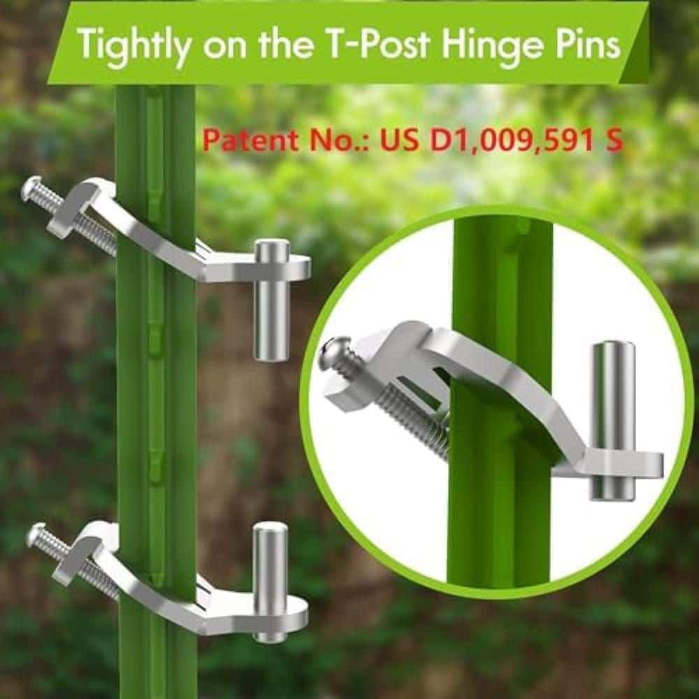 Unbranded T-Post Gate Hinge Pins Heavy Duty Steel Easy Install Hanger for Farm Garden Backyard Gate 1 Pack Silver (2)