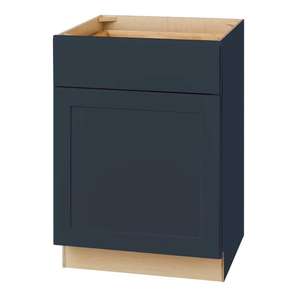 Hampton Bay Avondale 24 in. W x 24 in. D x 34.5 in. H Ready to Assemble Plywood Shaker Base Kitchen Cabinet in Ink Blue