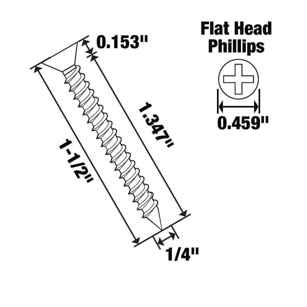 Everbilt #14 x 1-1/2 in. Zinc Plated Phillips Flat Head Sheet Metal Screw (2-Pack) (3)