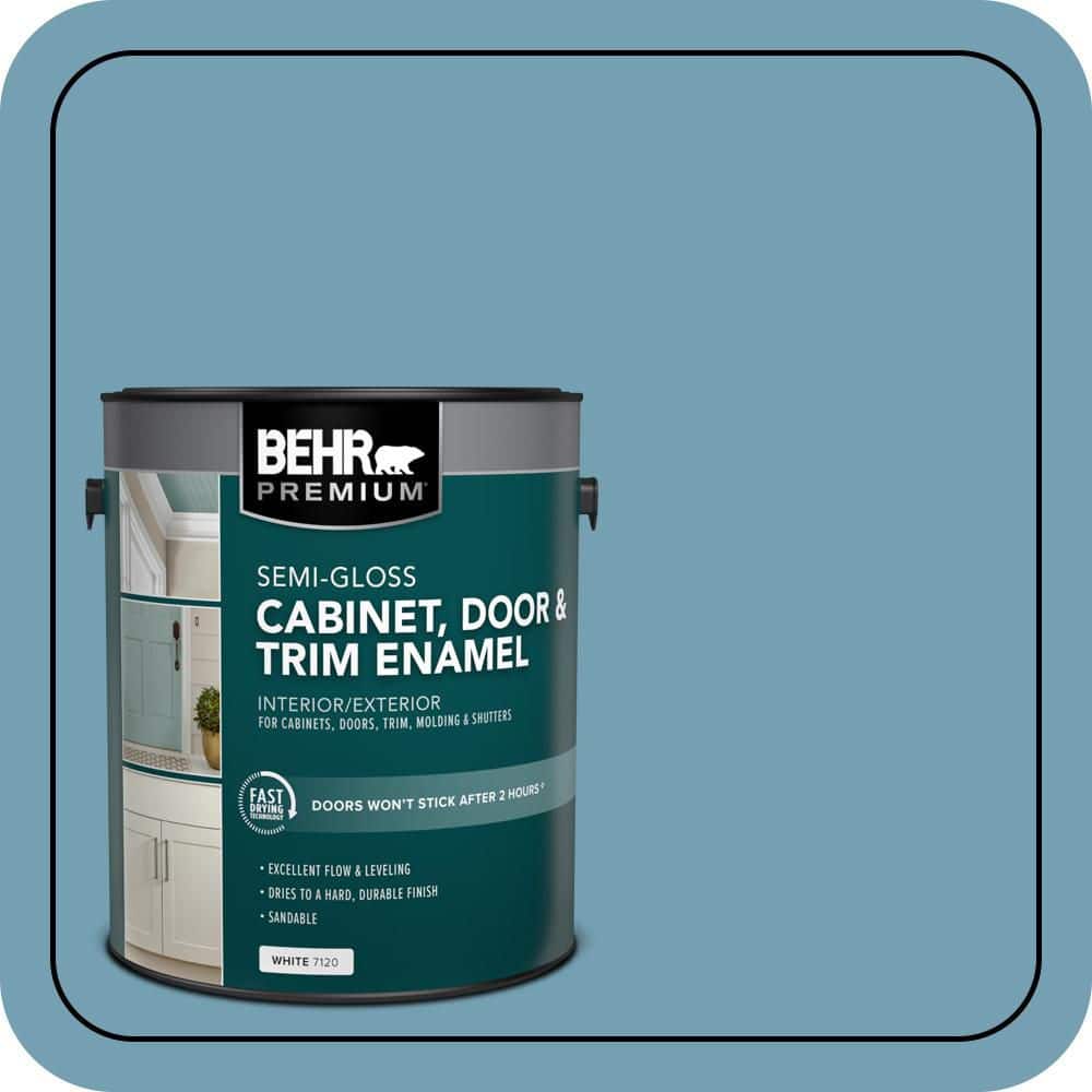 BEHR PREMIUM 1 gal. #S480-4 Saga Blue Semi-Gloss Enamel Interior/Exterior Cabinet, Door & Trim Paint