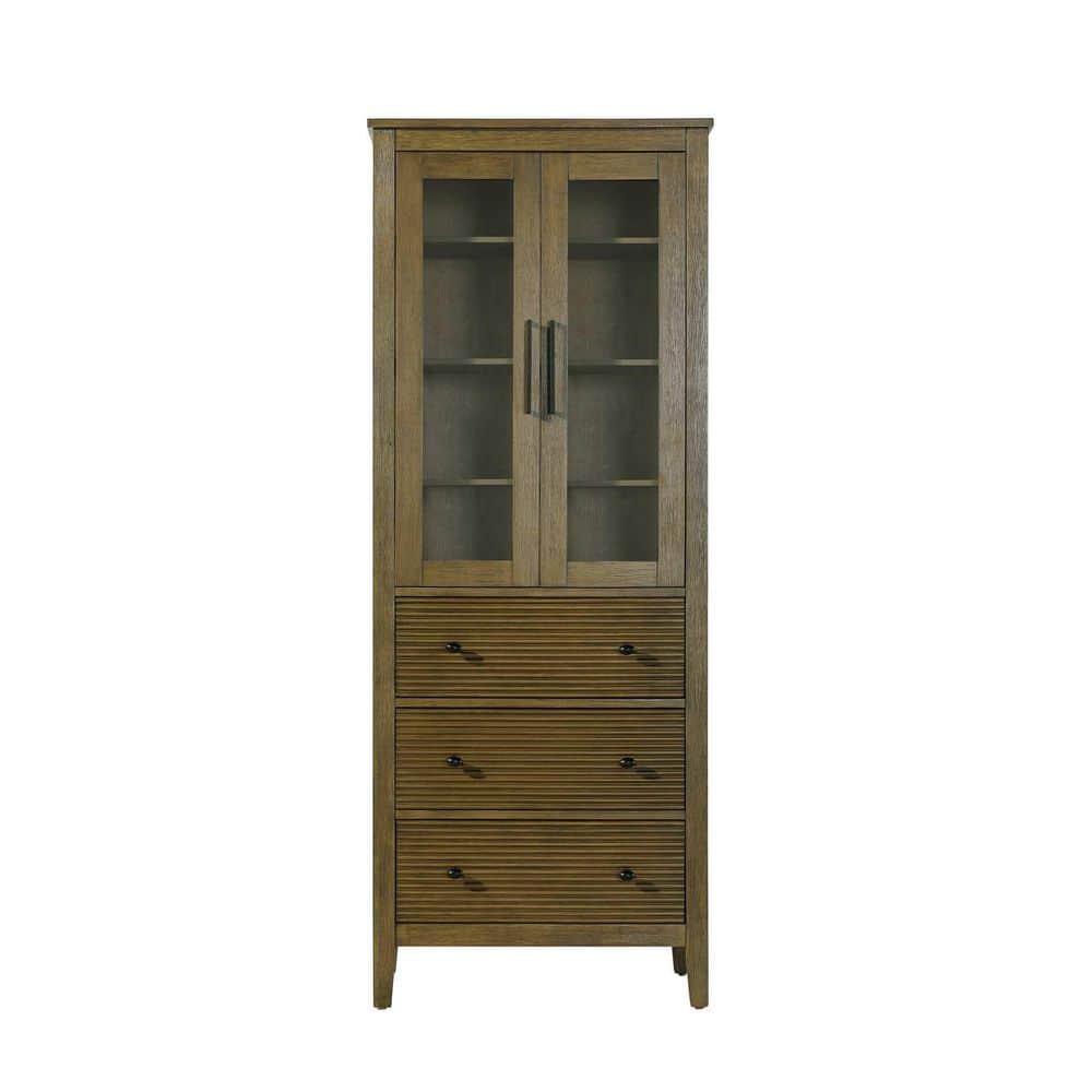 TIMELESS HOME 28 in. W x 18 in. D x 72 in. H Brown Freestanding Linen Cabinet (1)
