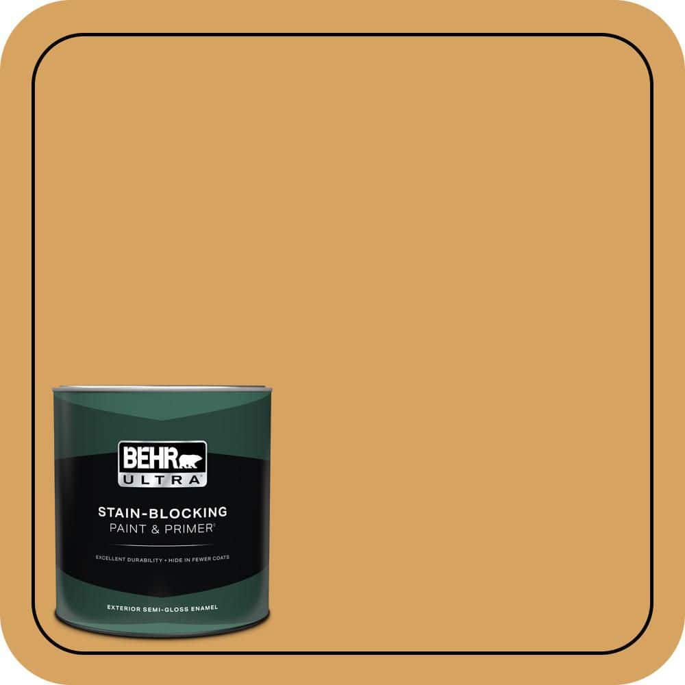 BEHR ULTRA 1 qt. #MQ4-10 Amber Brew Semi-Gloss Enamel Exterior Paint & Primer