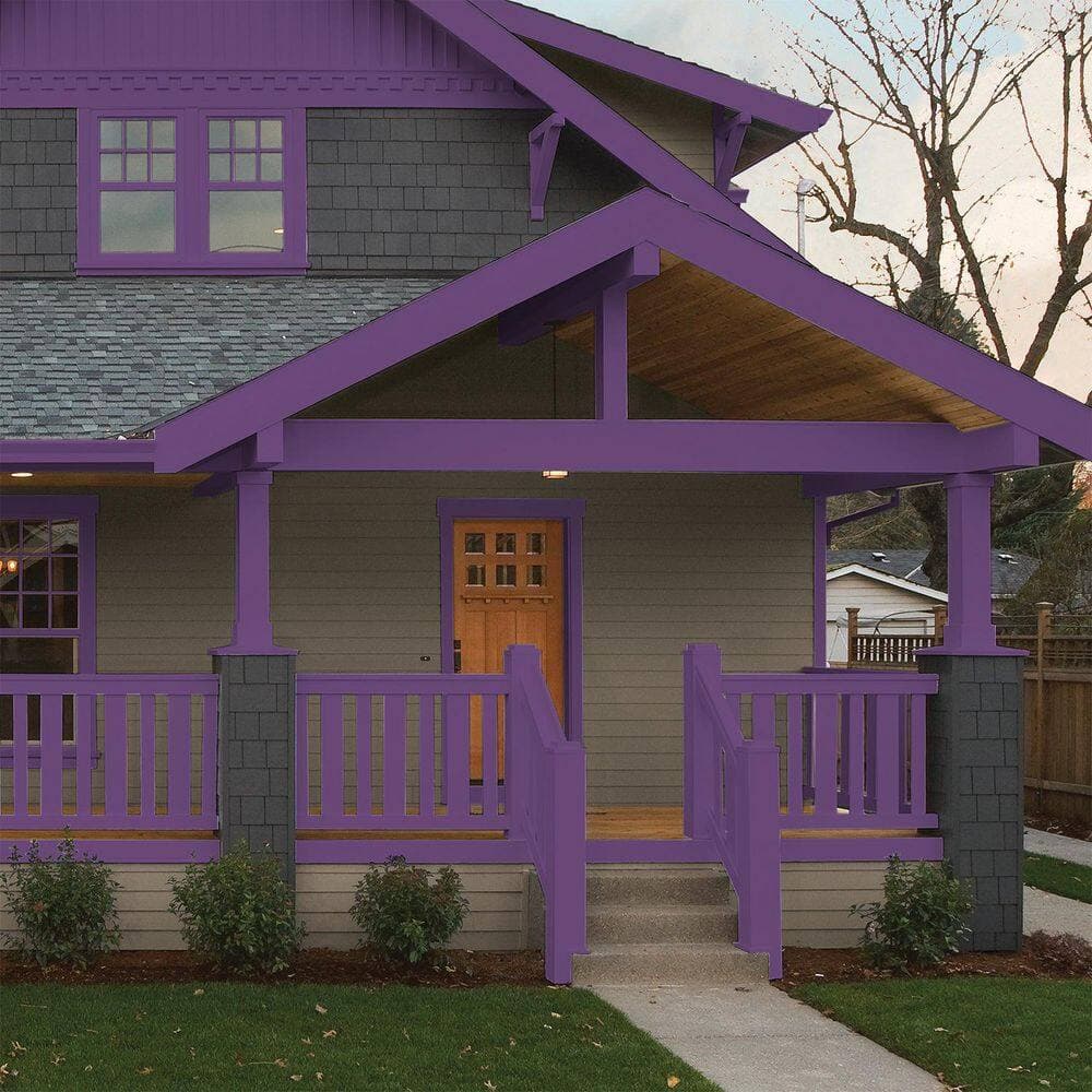 Glidden Premium 1 gal. PPG1176-7 Perfectly Purple Semi-Gloss Exterior Latex Paint (4)