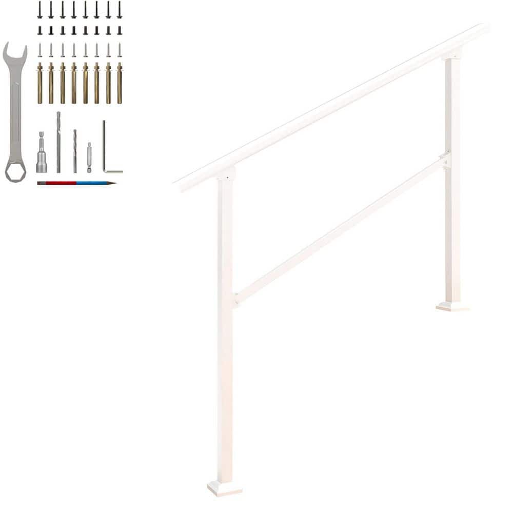 Afoxsos 49 Stainless Steel Handrail for Outdoor Steps Adjustable Angle Stair Railing for Seniors Easy Install White (1)