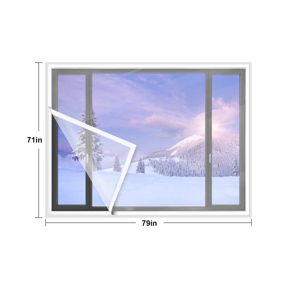 Wellco 71 in. x 79 in. Indoor Window Insulation Kit Keep Warm for Winter Keep Cold Out Tape-free Velcro Installation (2)