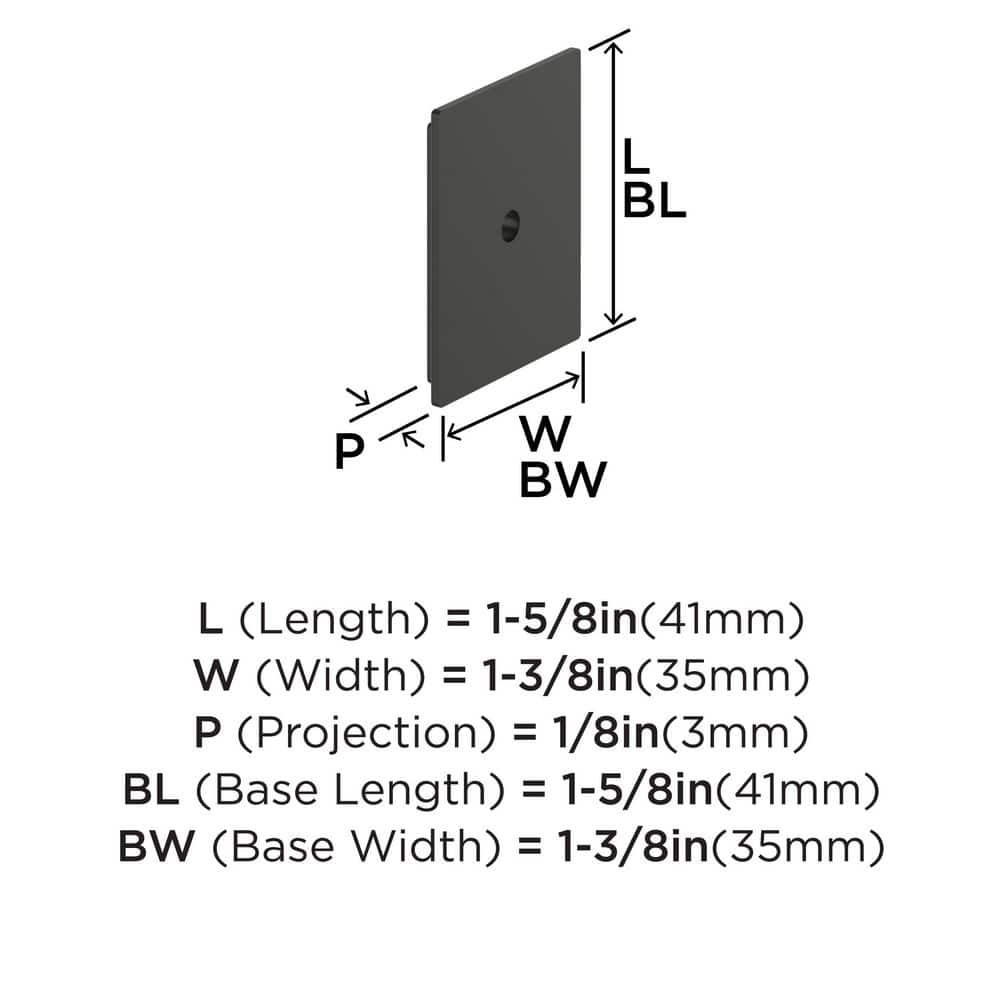Amerock Maymont 1-5/8 in. Square Matte Black Knob Cabinet Backplate (3)