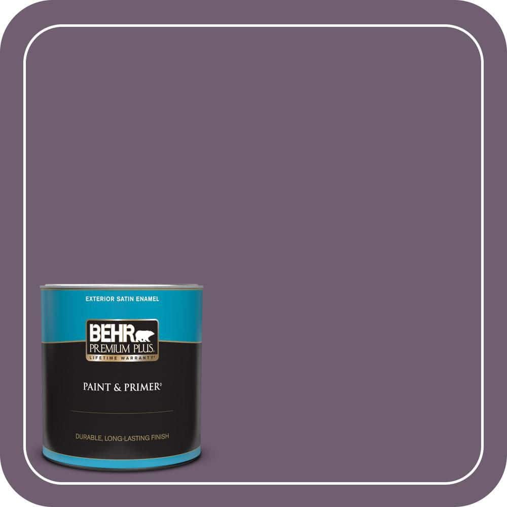 BEHR PREMIUM PLUS 1 qt. #S100-6 Blackberry Jam Satin Enamel Exterior Paint & Primer