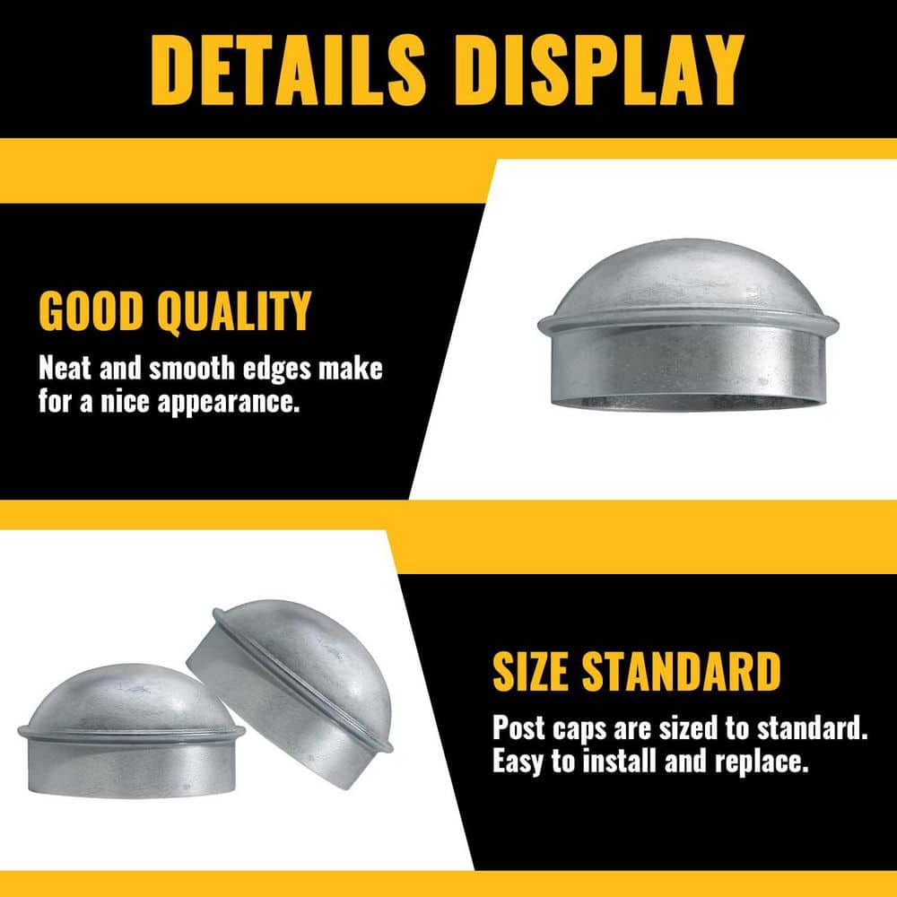 Afoxsos Galvanized Steel Fence Post Caps for 2-7/8 OD Pipe Chain Link Fence Parts Easy Installation 2-Pack (3)