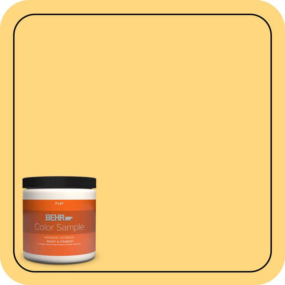 BEHR PREMIUM PLUS 8 oz. #T17-20 Lemon Burst Flat Interior/Exterior Paint & Primer Color Sample